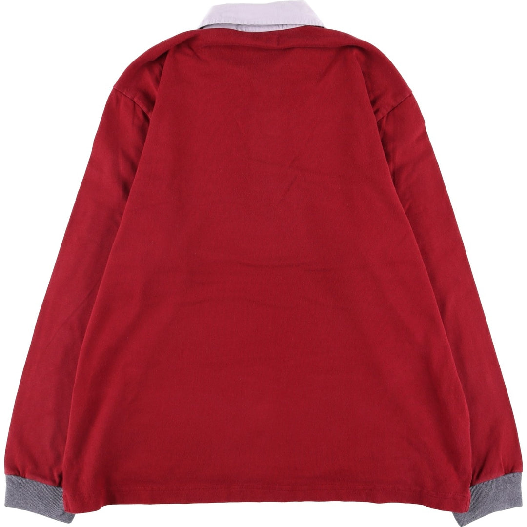 Lacoste long-sleeved rugby shirt, men's size XXL cotton burgundy type Vintage Second Hand