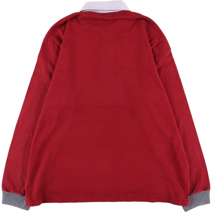 Lacoste long-sleeved rugby shirt, men's size XXL cotton burgundy type Vintage Second Hand