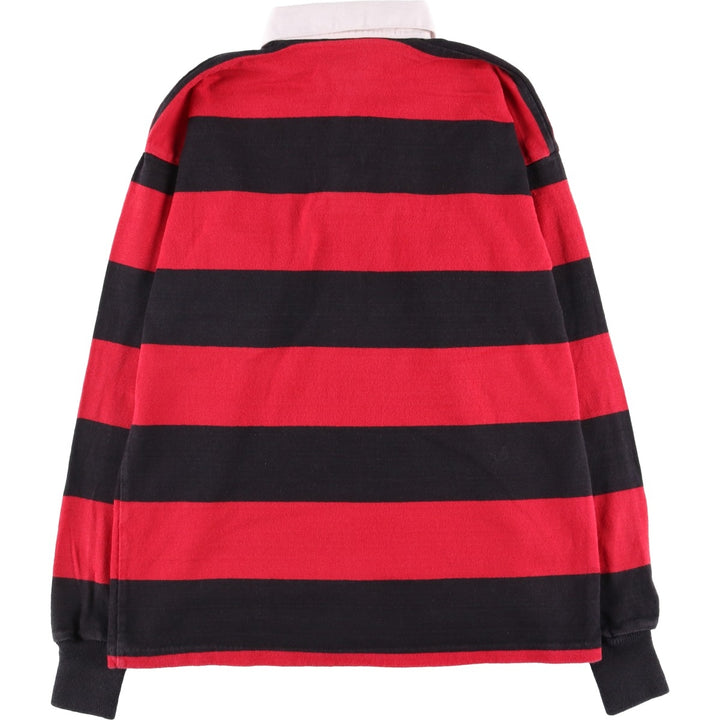 90'S LANDS' END Striped Pattern Long Sleeve Rugby Shirt Made in USA Men's Size L Vintage cotton red type Vintage Second Hand