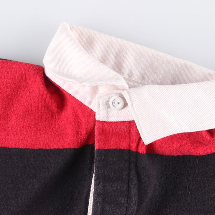 90'S LANDS' END Striped Pattern Long Sleeve Rugby Shirt Made in USA Men's Size L Vintage cotton red type Vintage Second Hand
