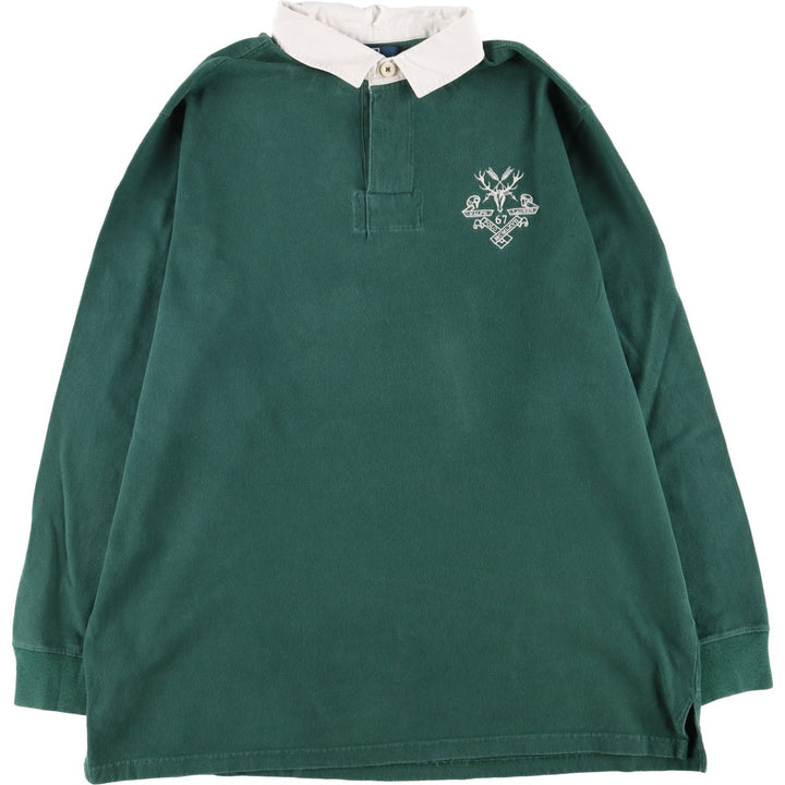 Ralph Lauren POLO by Ralph Lauren long sleeve rugby shirt, men's XL size cotton green type Vintage Second Hand