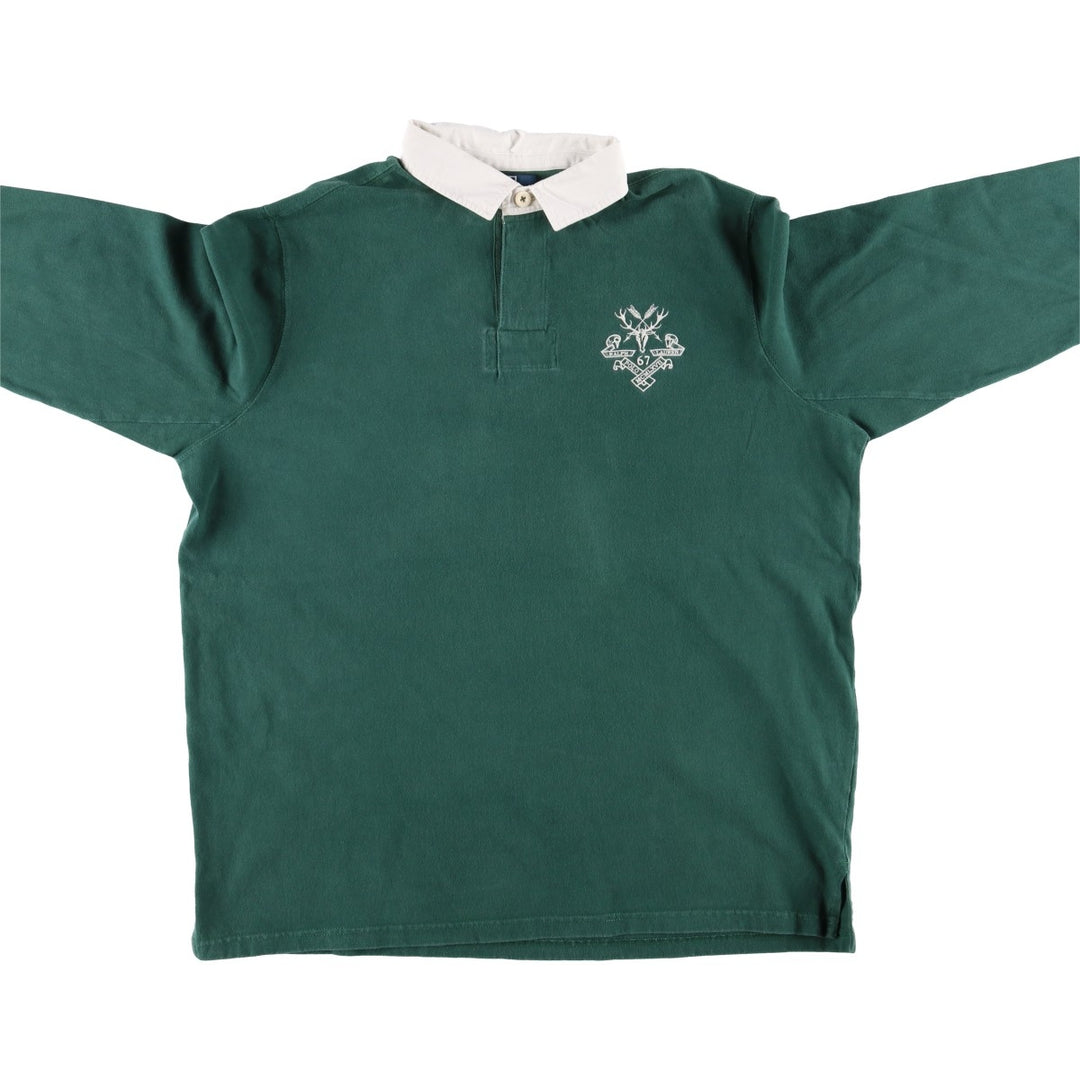 Ralph Lauren POLO by Ralph Lauren long sleeve rugby shirt, men's XL size cotton green type Vintage Second Hand