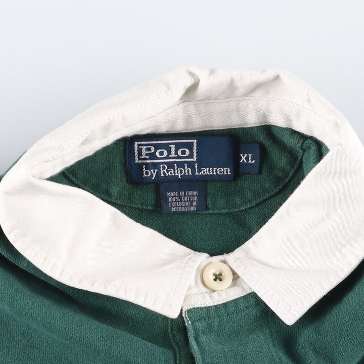 Ralph Lauren POLO by Ralph Lauren long sleeve rugby shirt, men's XL size cotton green type Vintage Second Hand