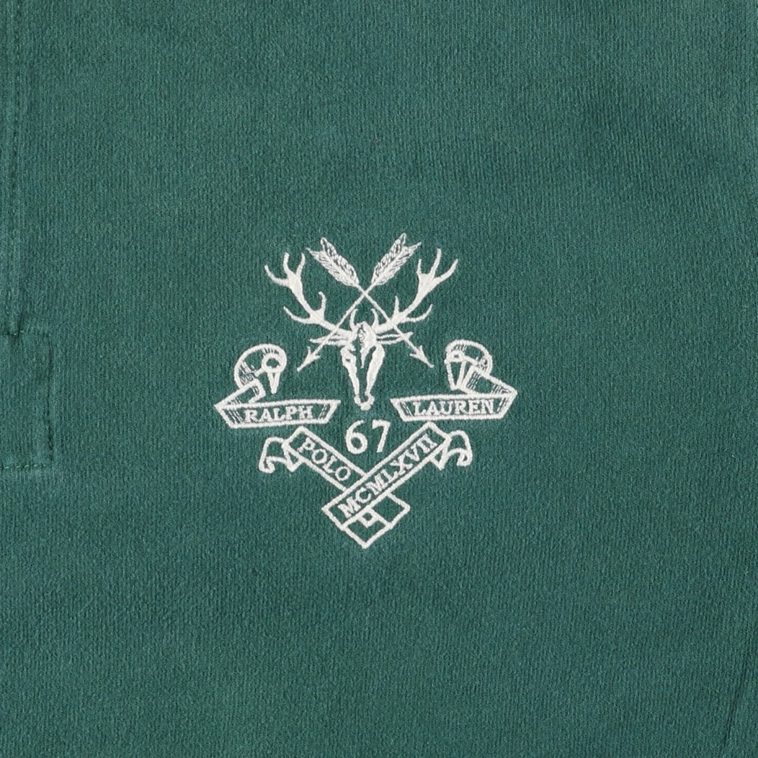 Ralph Lauren POLO by Ralph Lauren long sleeve rugby shirt, men's XL size cotton green type Vintage Second Hand