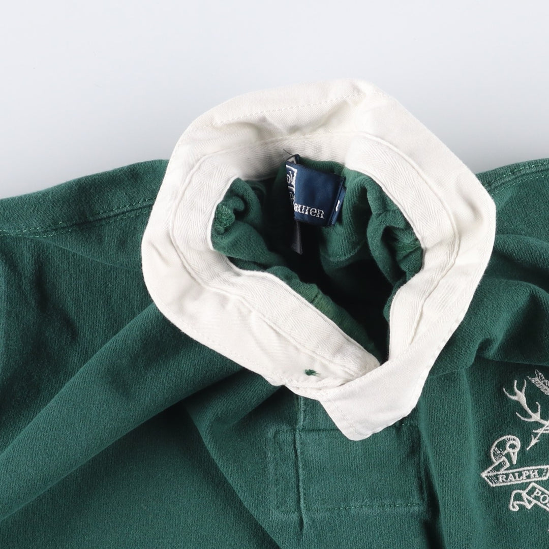 Ralph Lauren POLO by Ralph Lauren long sleeve rugby shirt, men's XL size cotton green type Vintage Second Hand