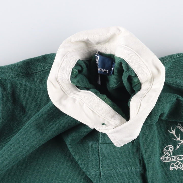 Ralph Lauren POLO by Ralph Lauren long sleeve rugby shirt, men's XL size cotton green type Vintage Second Hand