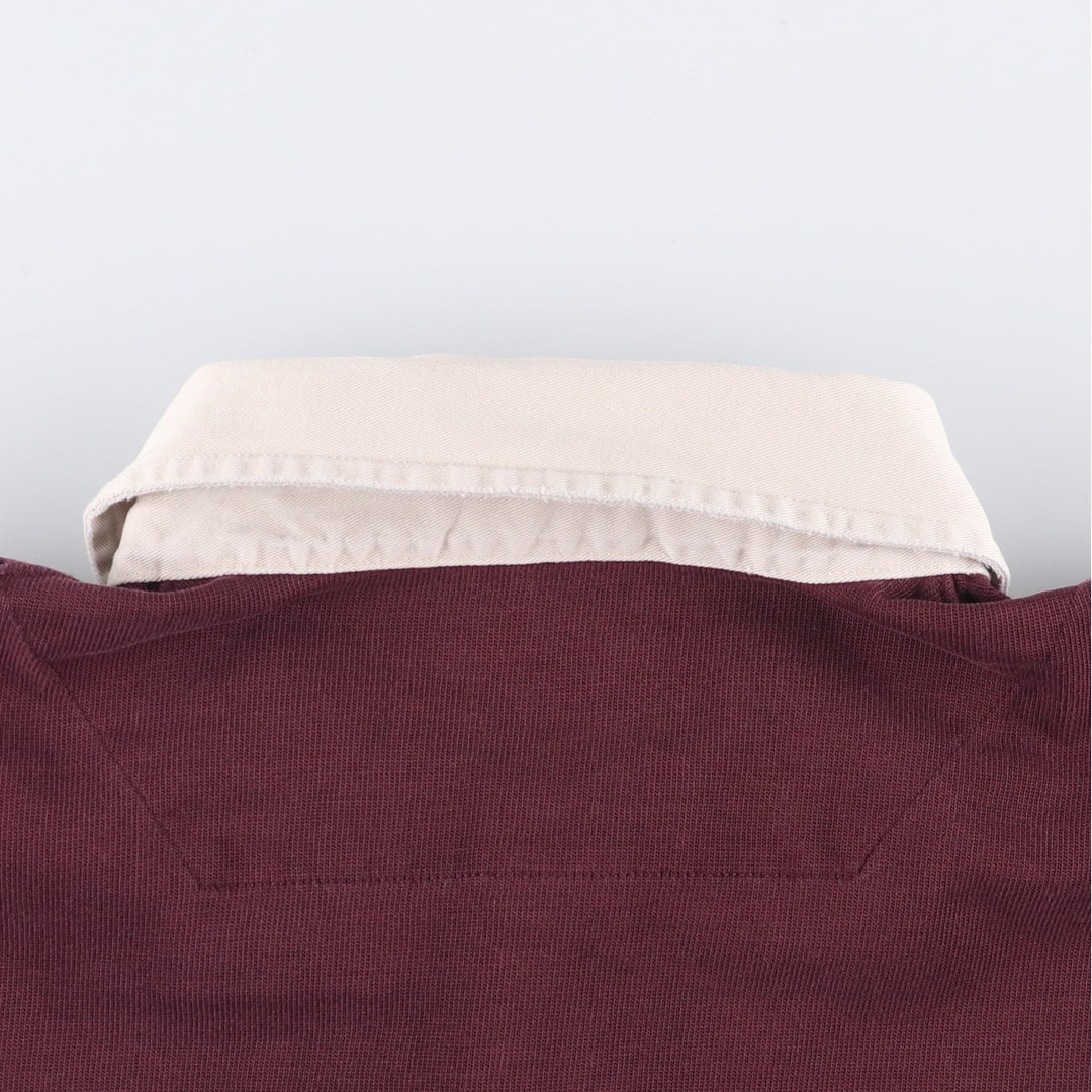 90s-00'S Vintage LLBean Striped Pattern Long Sleeve Rugby Shirt, Men's Size L cotton burgundy type Vintage Second Hand