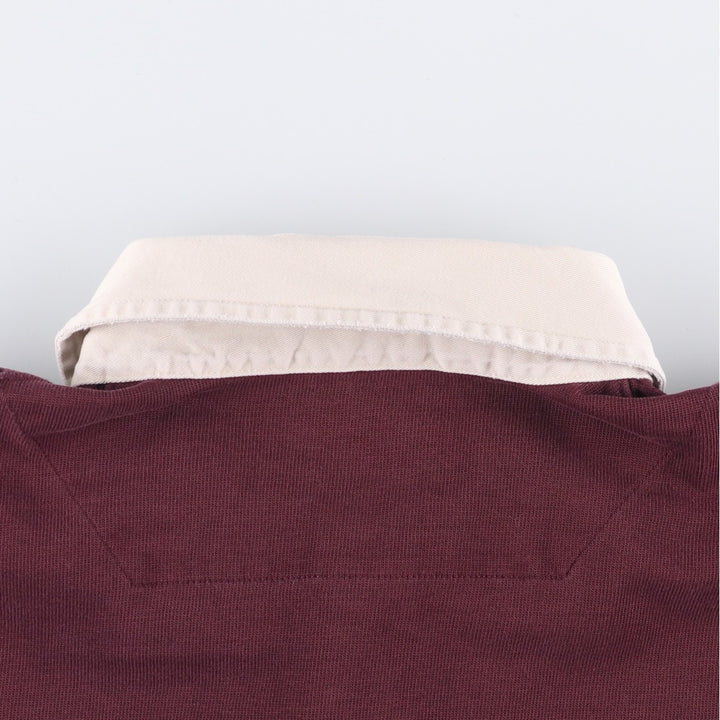 90s-00'S Vintage LLBean Striped Pattern Long Sleeve Rugby Shirt, Men's Size L cotton burgundy type Vintage Second Hand