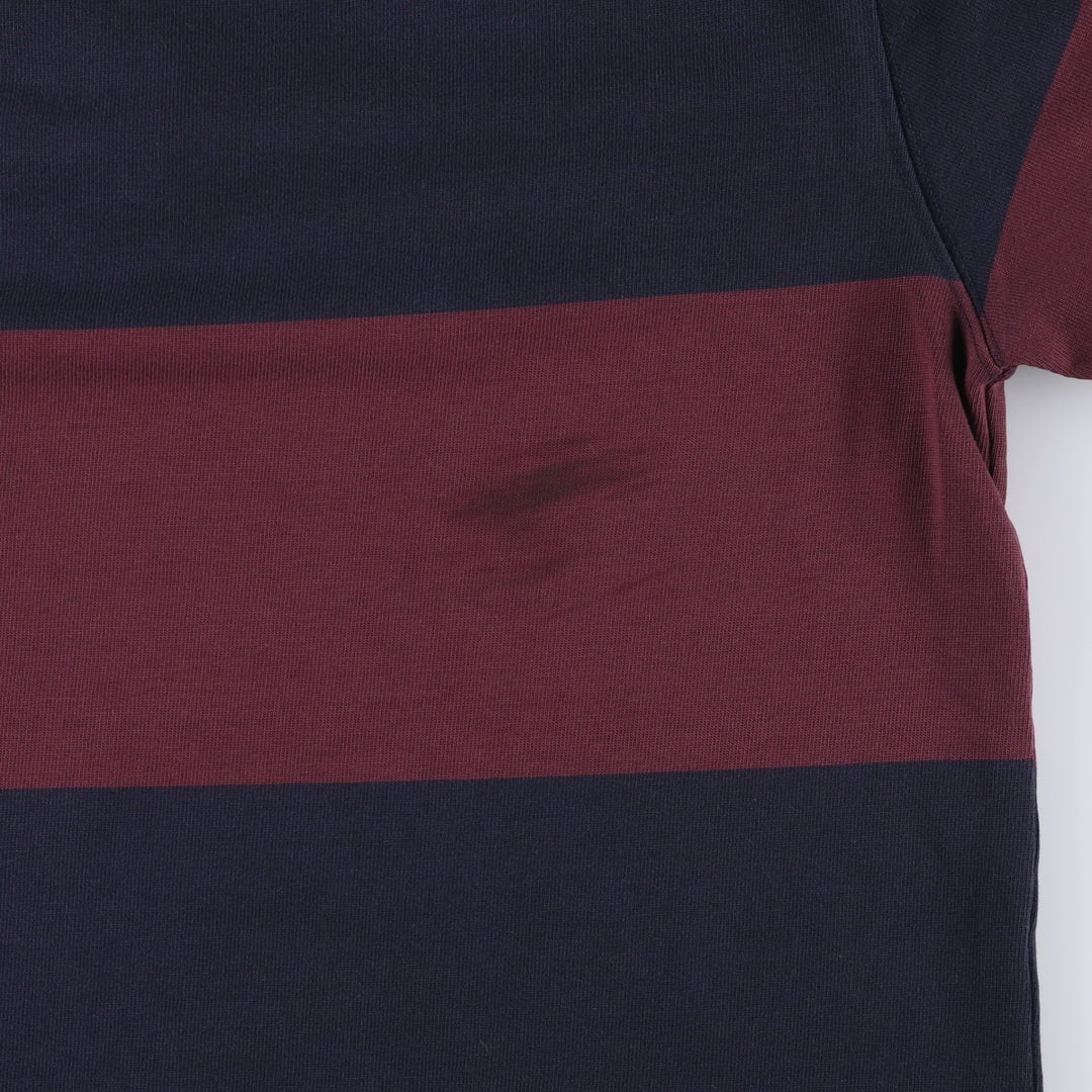 90s-00'S Vintage LLBean Striped Pattern Long Sleeve Rugby Shirt, Men's Size L cotton burgundy type Vintage Second Hand