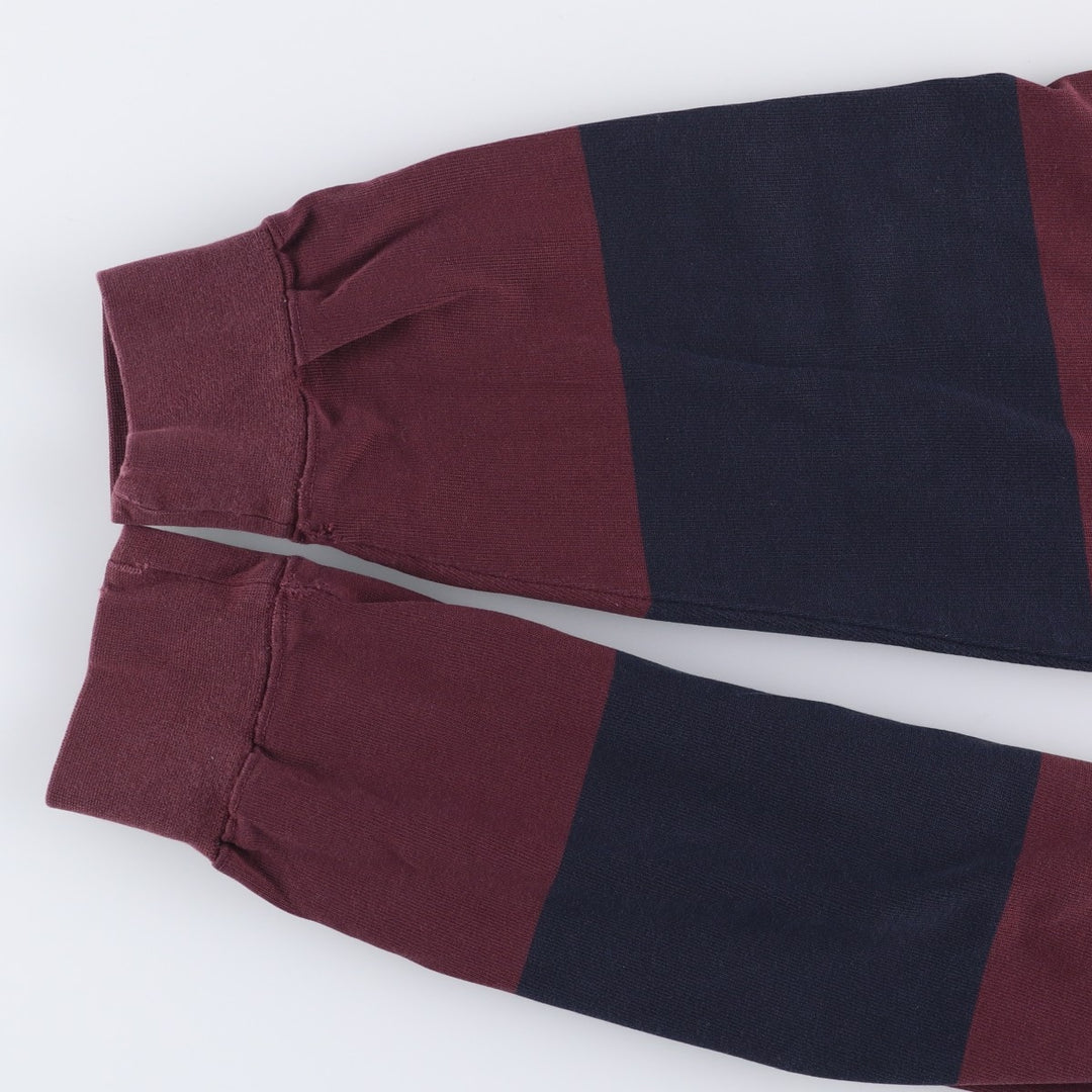90s-00'S Vintage LLBean Striped Pattern Long Sleeve Rugby Shirt, Men's Size L cotton burgundy type Vintage Second Hand