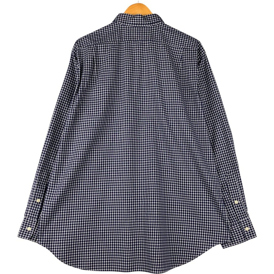 Ralph Lauren POLO by Ralph Lauren CURHAM SPORT long-sleeved cotton check shirt, men's size XL cotton navy blue type Vintage Second Hand