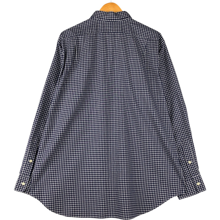 Ralph Lauren POLO by Ralph Lauren CURHAM SPORT long-sleeved cotton check shirt, men's size XL cotton navy blue type Vintage Second Hand