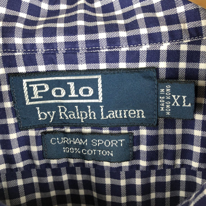 Ralph Lauren POLO by Ralph Lauren CURHAM SPORT long-sleeved cotton check shirt, men's size XL cotton navy blue type Vintage Second Hand