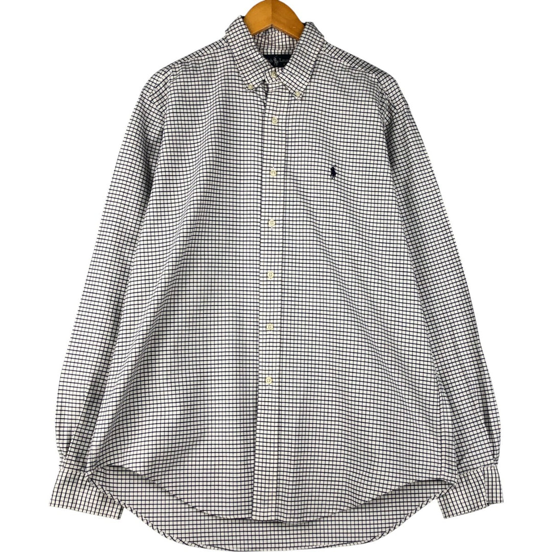 Ralph Lauren YARMOUTH Long Sleeve Button-Down Striped Shirt, Men's Size L cotton white type Vintage Second Hand