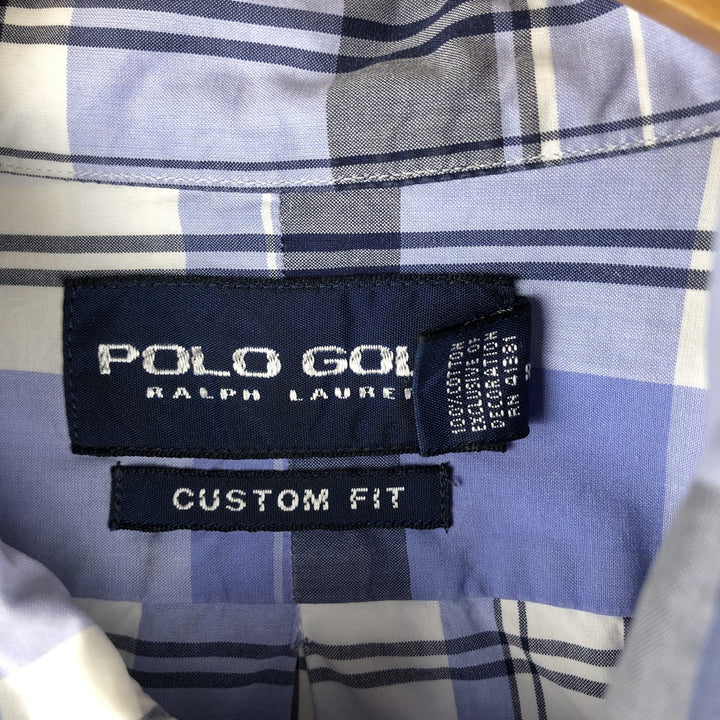 Ralph Lauren POLO GOLF Custom Fit Long Sleeve Button-Down Check Shirt, Men's Size XL cotton Blue type light blue Vintage Second Hand