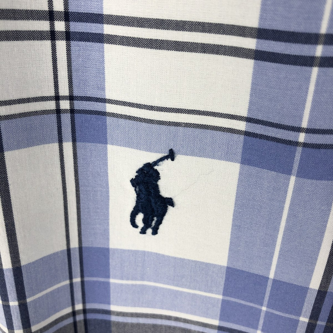 Ralph Lauren POLO GOLF Custom Fit Long Sleeve Button-Down Check Shirt, Men's Size XL cotton Blue type light blue Vintage Second Hand