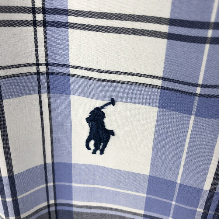 Ralph Lauren POLO GOLF Custom Fit Long Sleeve Button-Down Check Shirt, Men's Size XL cotton Blue type light blue Vintage Second Hand