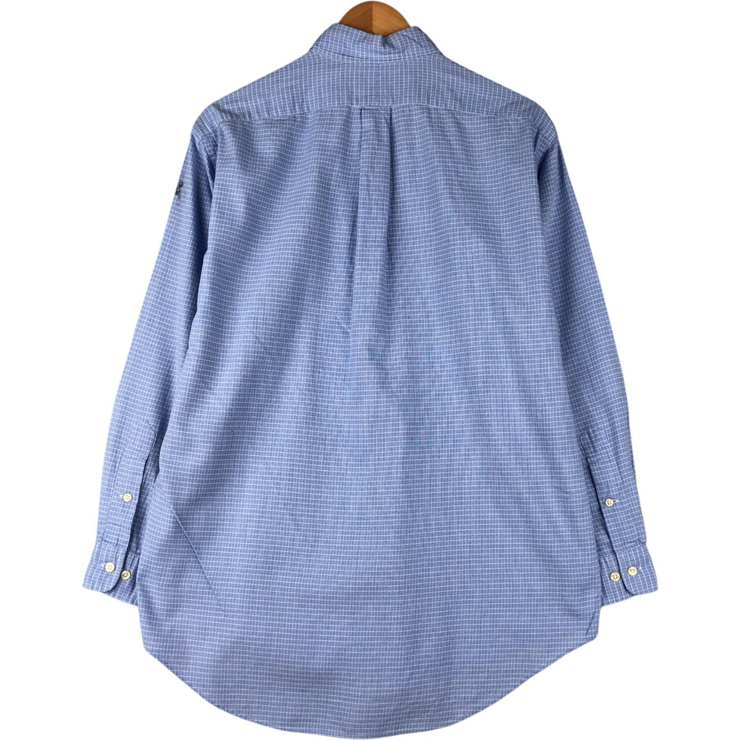 Ralph Lauren YARMOUTH Long Sleeve Button-Down Check Shirt, Men's Size M cotton Blue type light blue Vintage Second Hand