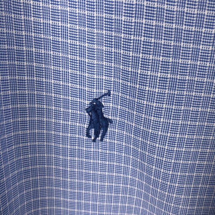 Ralph Lauren YARMOUTH Long Sleeve Button-Down Check Shirt, Men's Size M cotton Blue type light blue Vintage Second Hand