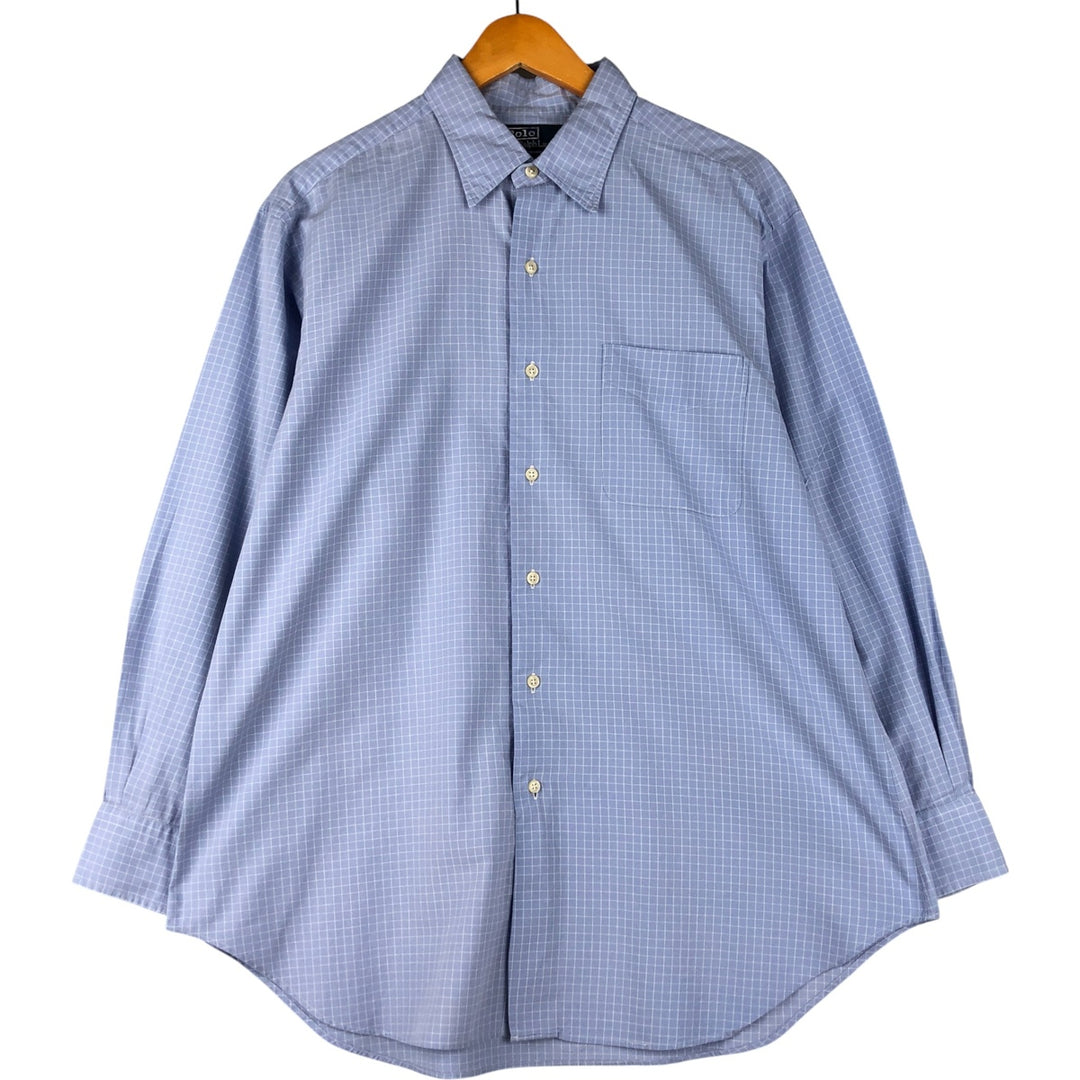 Ralph Lauren POLO by Ralph Lauren WARWICK long-sleeved cotton check shirt, men's size L cotton Blue type light blue Vintage Second Hand