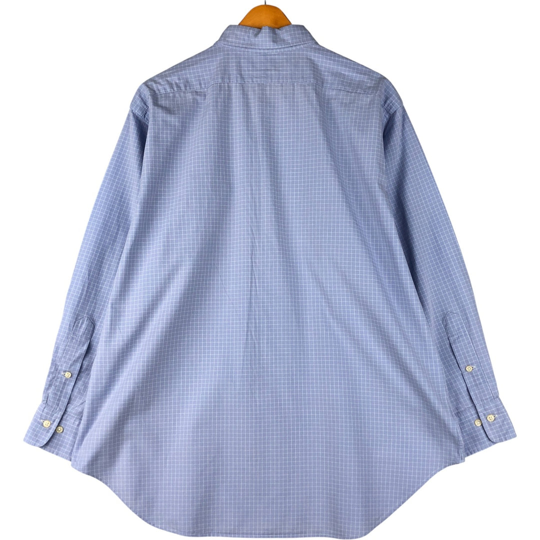 Ralph Lauren POLO by Ralph Lauren WARWICK long-sleeved cotton check shirt, men's size L cotton Blue type light blue Vintage Second Hand