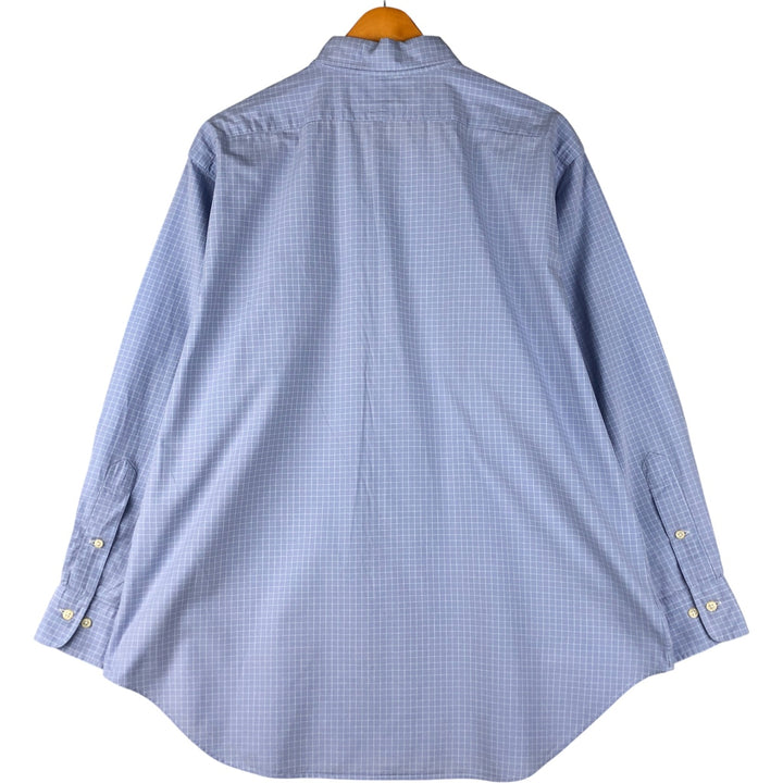 Ralph Lauren POLO by Ralph Lauren WARWICK long-sleeved cotton check shirt, men's size L cotton Blue type light blue Vintage Second Hand