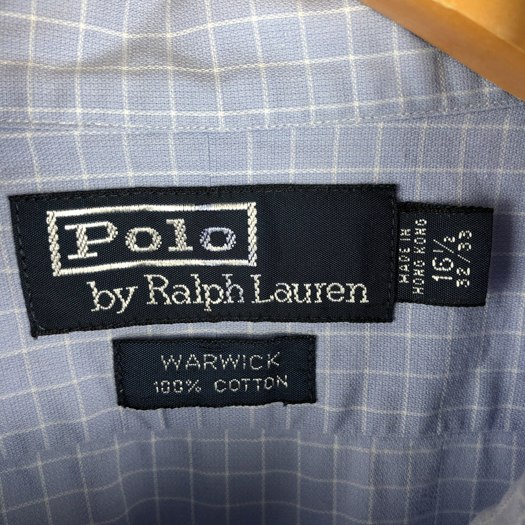 Ralph Lauren POLO by Ralph Lauren WARWICK long-sleeved cotton check shirt, men's size L cotton Blue type light blue Vintage Second Hand