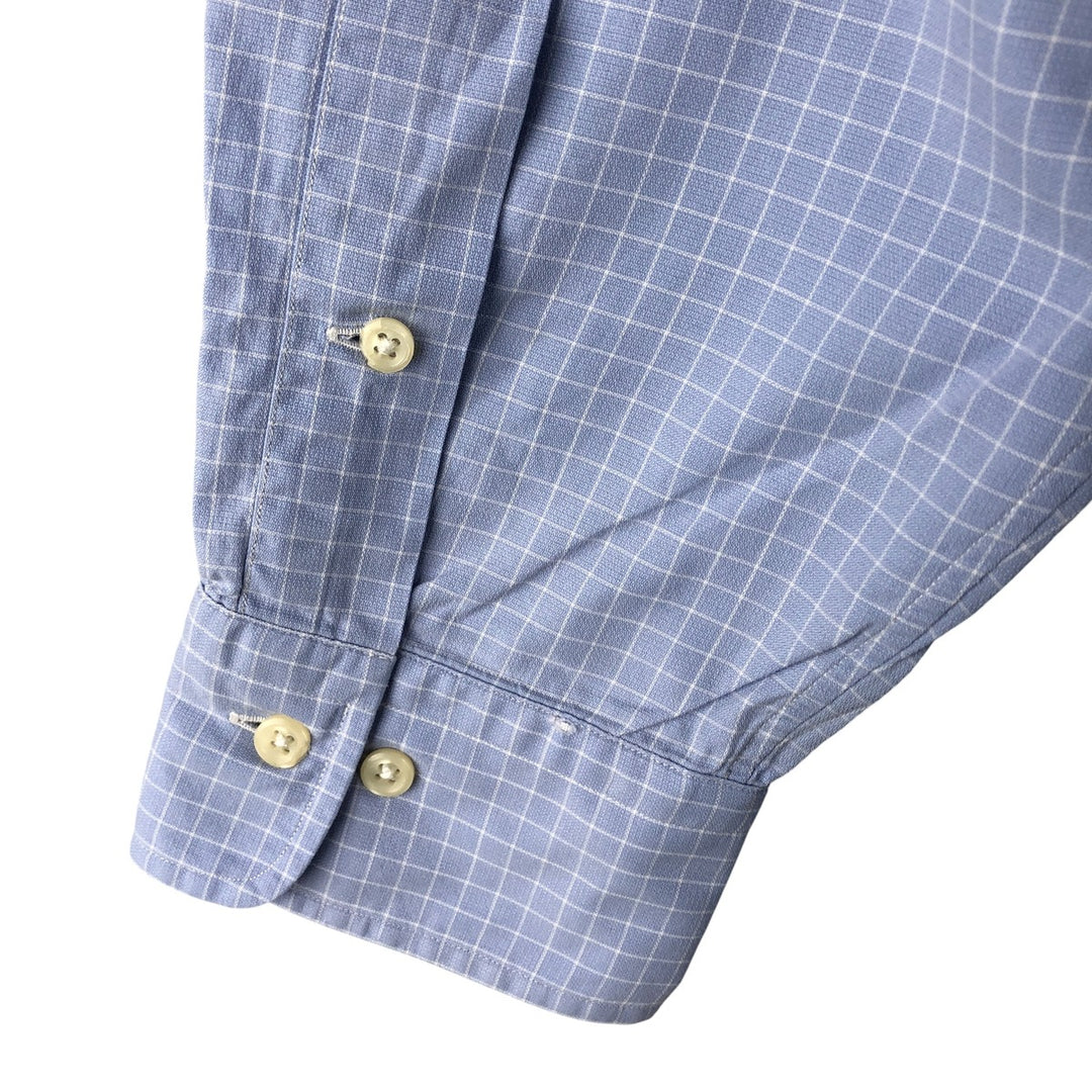 Ralph Lauren POLO by Ralph Lauren WARWICK long-sleeved cotton check shirt, men's size L cotton Blue type light blue Vintage Second Hand