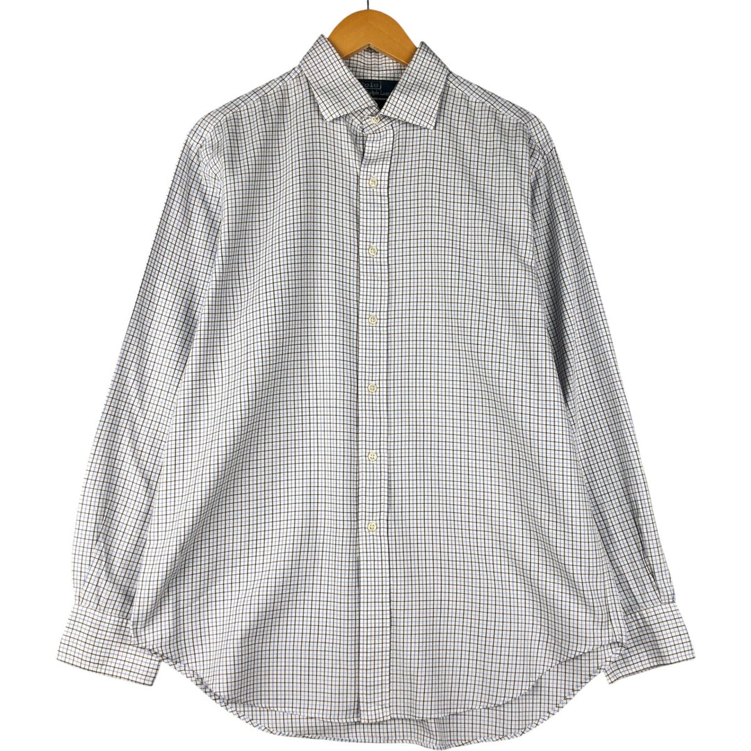 Ralph Lauren POLO by Ralph Lauren REGENT CLASSIC FIT long-sleeved cotton check shirt, men's size L cotton white type Vintage Second Hand