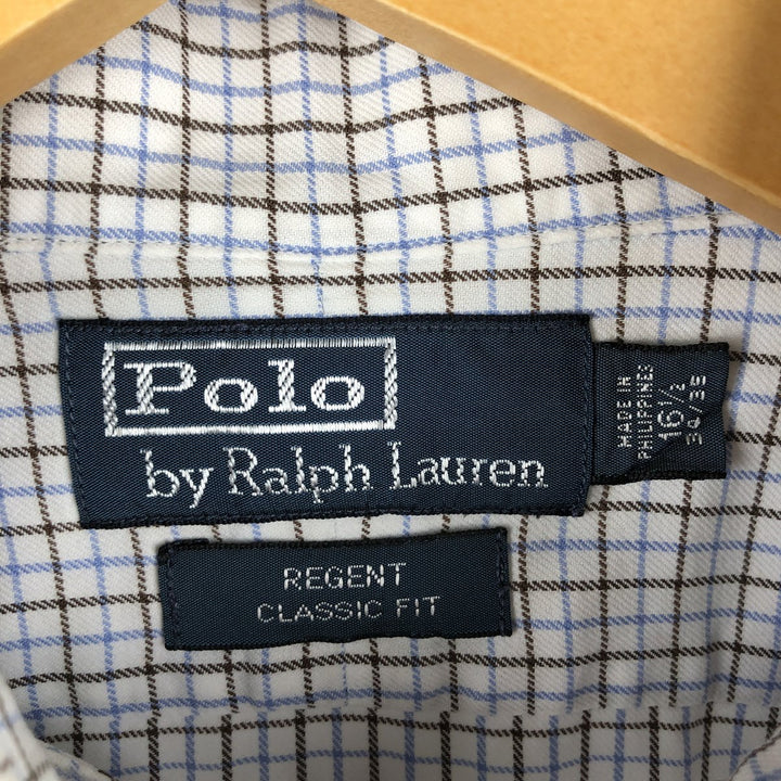 Ralph Lauren POLO by Ralph Lauren REGENT CLASSIC FIT long-sleeved cotton check shirt, men's size L cotton white type Vintage Second Hand