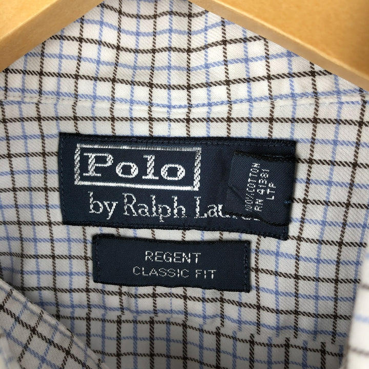 Ralph Lauren POLO by Ralph Lauren REGENT CLASSIC FIT long-sleeved cotton check shirt, men's size L cotton white type Vintage Second Hand