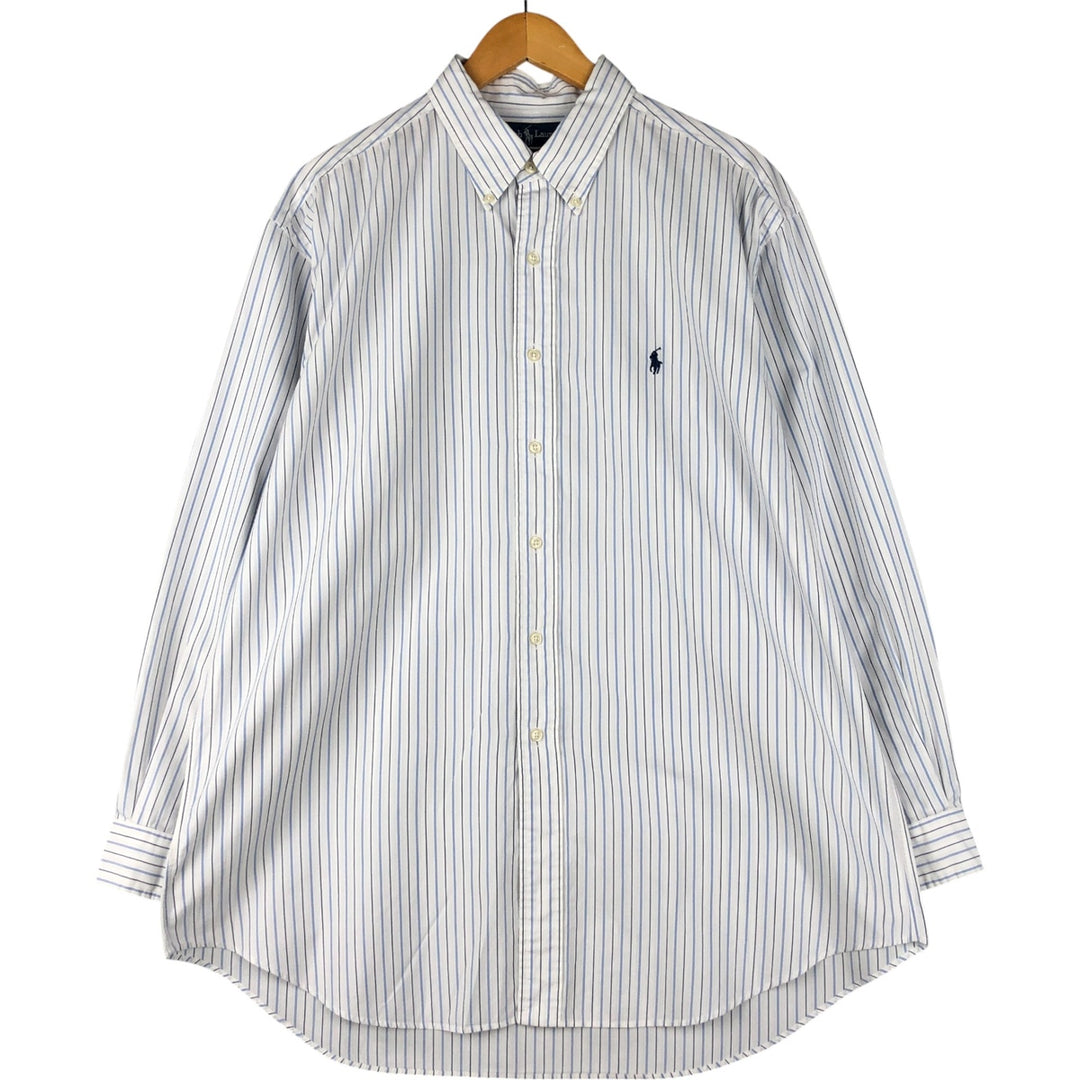 Ralph Lauren YARMOUTH Long Sleeve Button-Down Striped Shirt, Men's XL cotton white type Vintage Second Hand