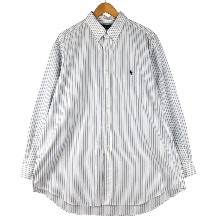Ralph Lauren YARMOUTH Long Sleeve Button-Down Striped Shirt, Men's XL cotton white type Vintage Second Hand
