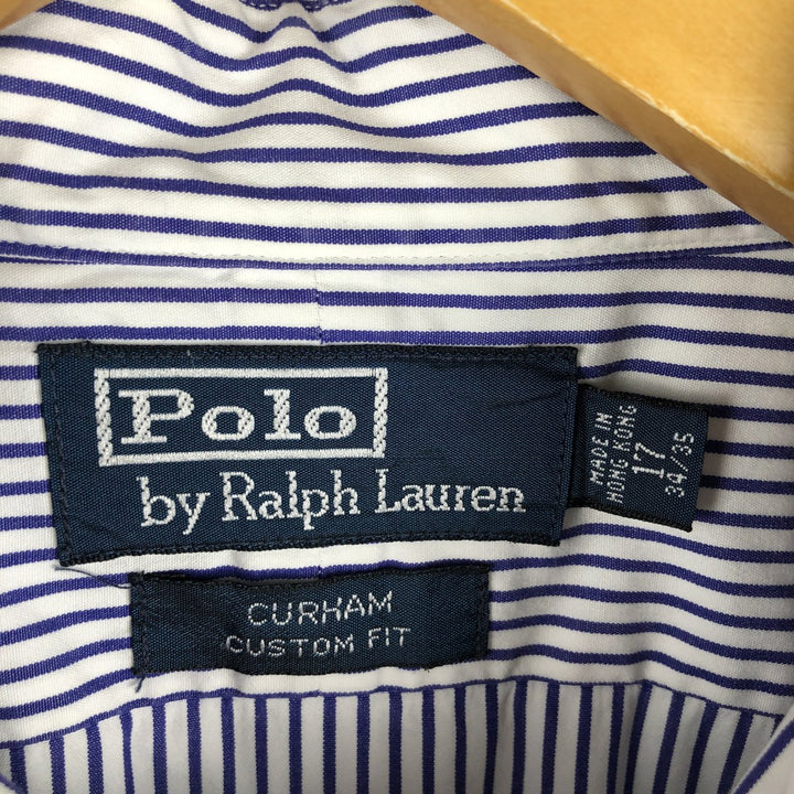 Ralph Lauren POLO by Ralph Lauren CURHAM CUSTOM FIT long-sleeved cotton striped shirt, men's size XL cotton white type Vintage Second Hand