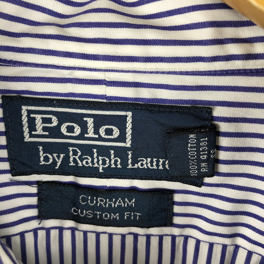 Ralph Lauren POLO by Ralph Lauren CURHAM CUSTOM FIT long-sleeved cotton striped shirt, men's size XL cotton white type Vintage Second Hand
