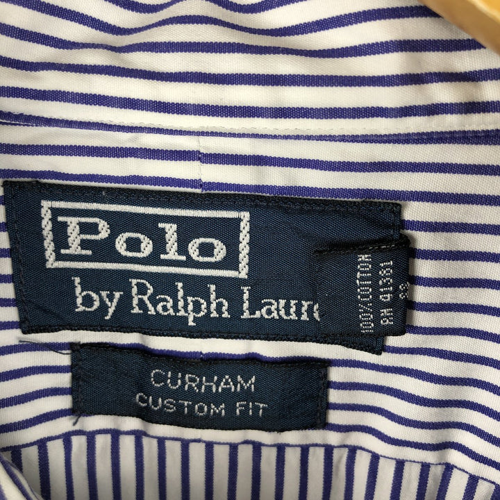 Ralph Lauren POLO by Ralph Lauren CURHAM CUSTOM FIT long-sleeved cotton striped shirt, men's size XL cotton white type Vintage Second Hand