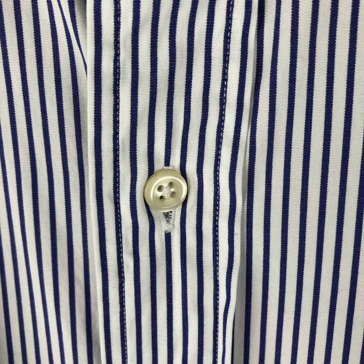 Ralph Lauren POLO by Ralph Lauren CURHAM CUSTOM FIT long-sleeved cotton striped shirt, men's size XL cotton white type Vintage Second Hand