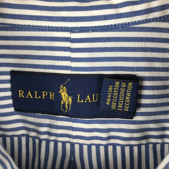 Ralph Lauren long sleeve button down striped shirt, men's XL size cotton blue type Vintage Second Hand