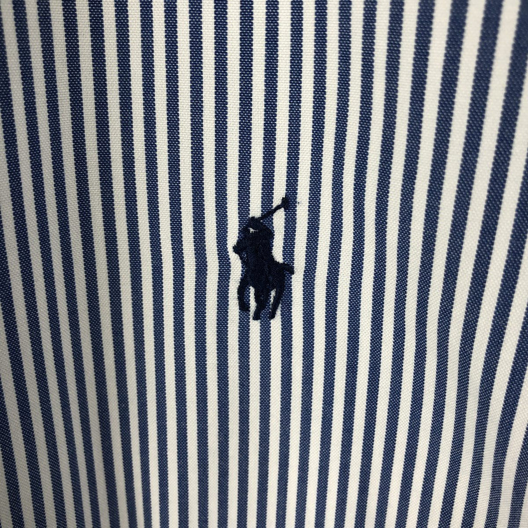 Ralph Lauren long sleeve button down striped shirt, men's XL size cotton blue type Vintage Second Hand
