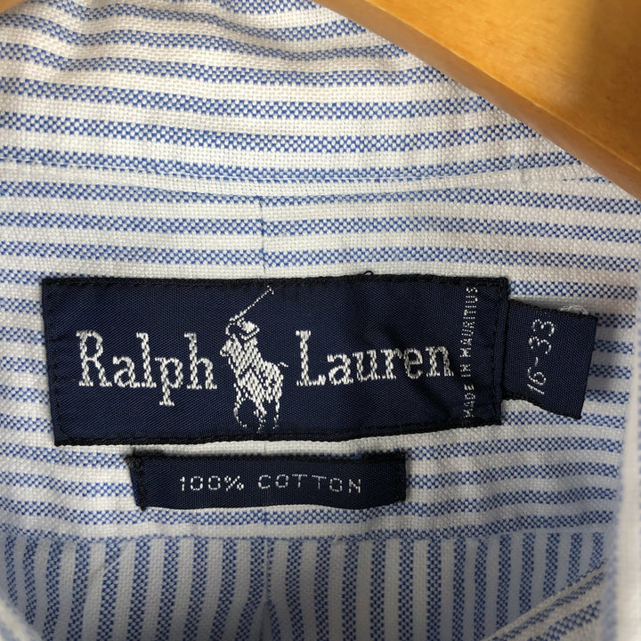 Ralph Lauren long sleeve button down striped shirt, men's size L cotton white type Vintage Second Hand