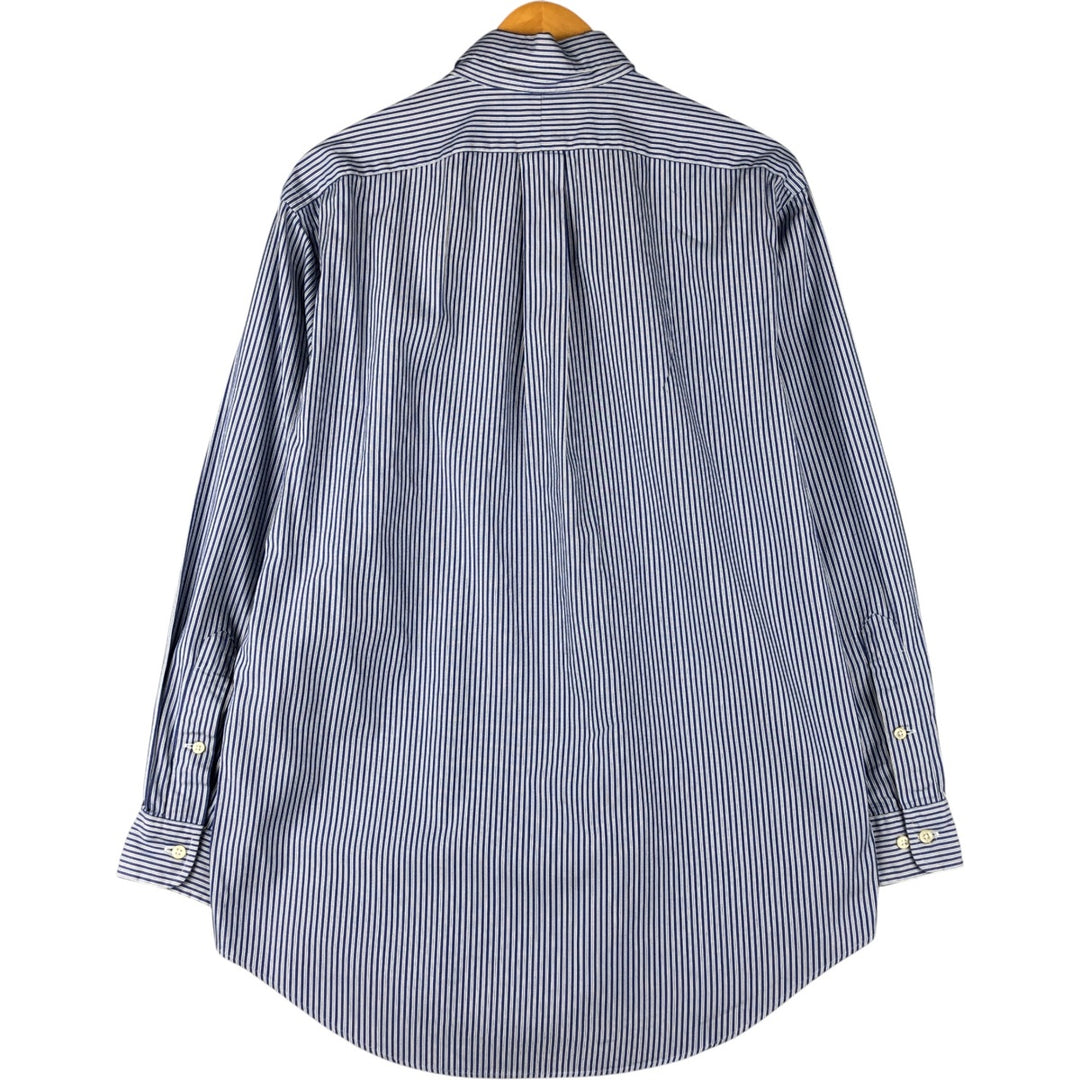 Ralph Lauren YARMOUTH Long Sleeve Button-Down Striped Shirt, Men's M Size cotton blue type Vintage Second Hand