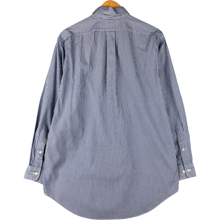 Ralph Lauren YARMOUTH Long Sleeve Button-Down Striped Shirt, Men's M Size cotton blue type Vintage Second Hand
