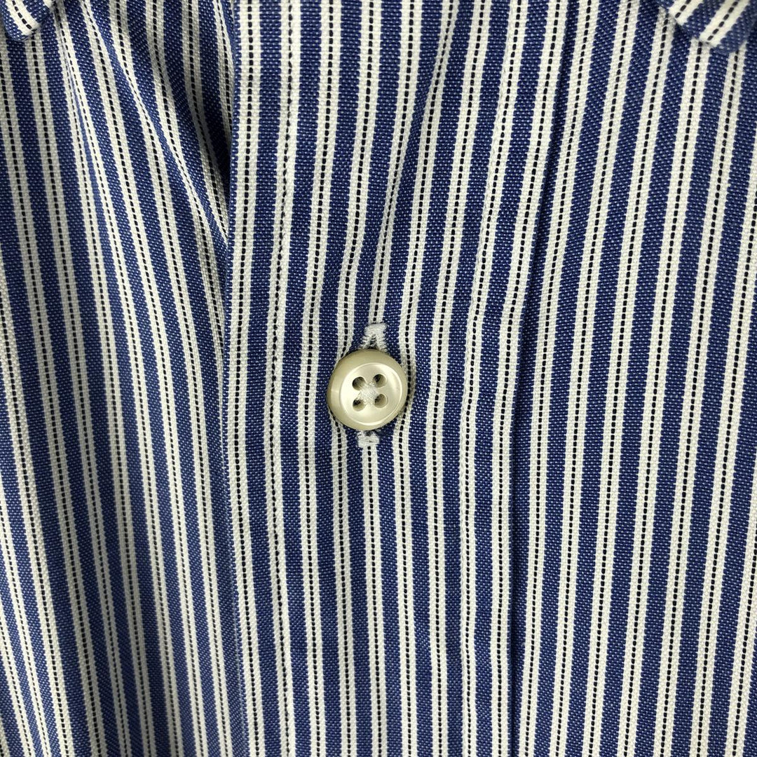 Ralph Lauren YARMOUTH Long Sleeve Button-Down Striped Shirt, Men's M Size cotton blue type Vintage Second Hand