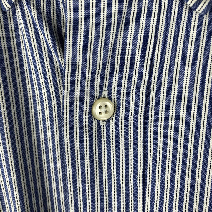 Ralph Lauren YARMOUTH Long Sleeve Button-Down Striped Shirt, Men's M Size cotton blue type Vintage Second Hand
