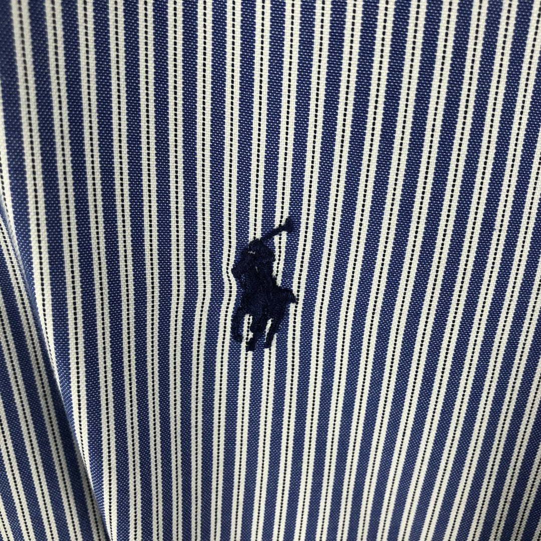 Ralph Lauren YARMOUTH Long Sleeve Button-Down Striped Shirt, Men's M Size cotton blue type Vintage Second Hand