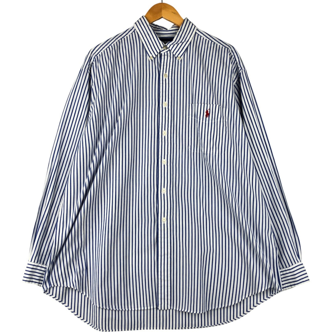 Ralph Lauren Golf Tilden Stripe Pattern Long Sleeve Button-Down Shirt, Men's Size XL cotton white type Vintage Second Hand