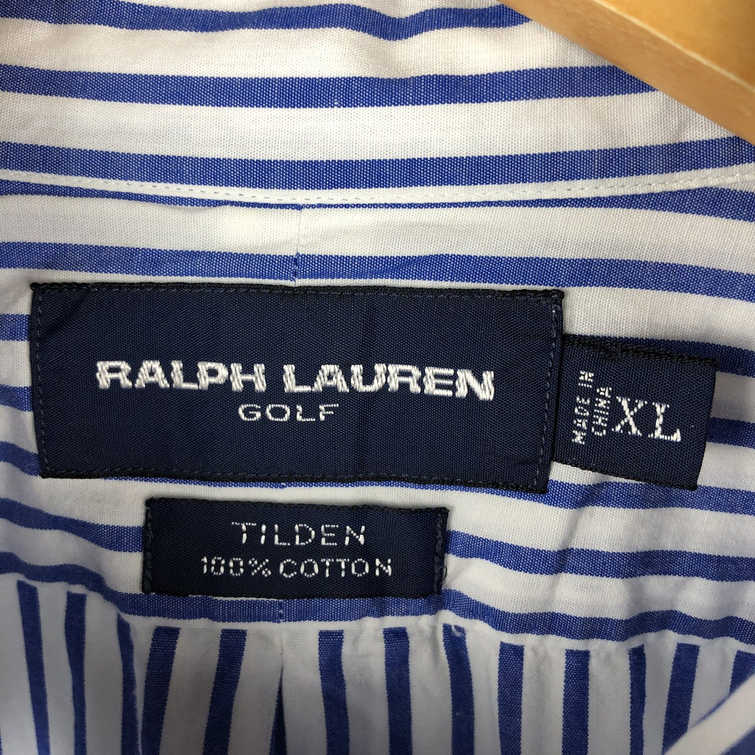 Ralph Lauren Golf Tilden Stripe Pattern Long Sleeve Button-Down Shirt, Men's Size XL cotton white type Vintage Second Hand