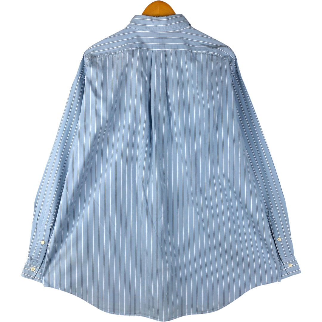 Ralph Lauren BLAIRE multi-stripe long-sleeved button-down striped shirt, men's XXL cotton Blue type light blue Vintage Second Hand