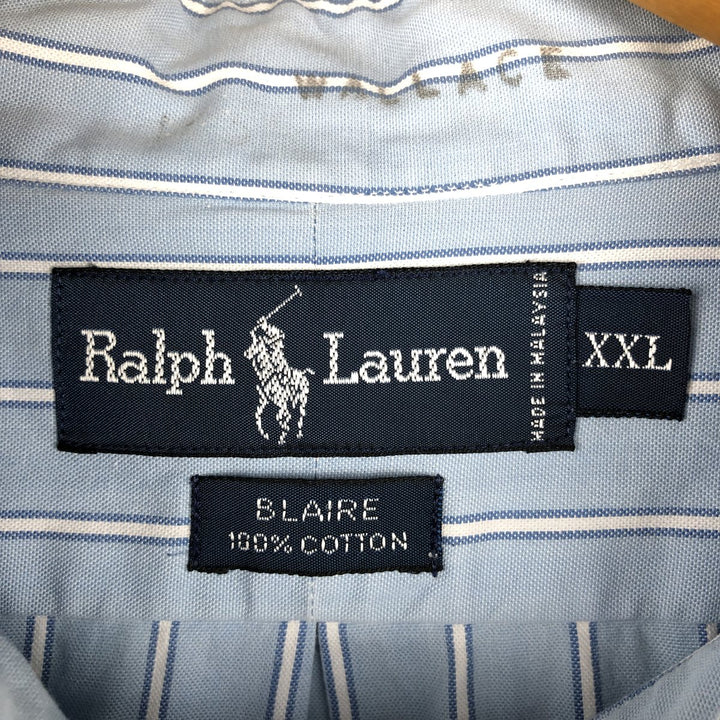 Ralph Lauren BLAIRE multi-stripe long-sleeved button-down striped shirt, men's XXL cotton Blue type light blue Vintage Second Hand