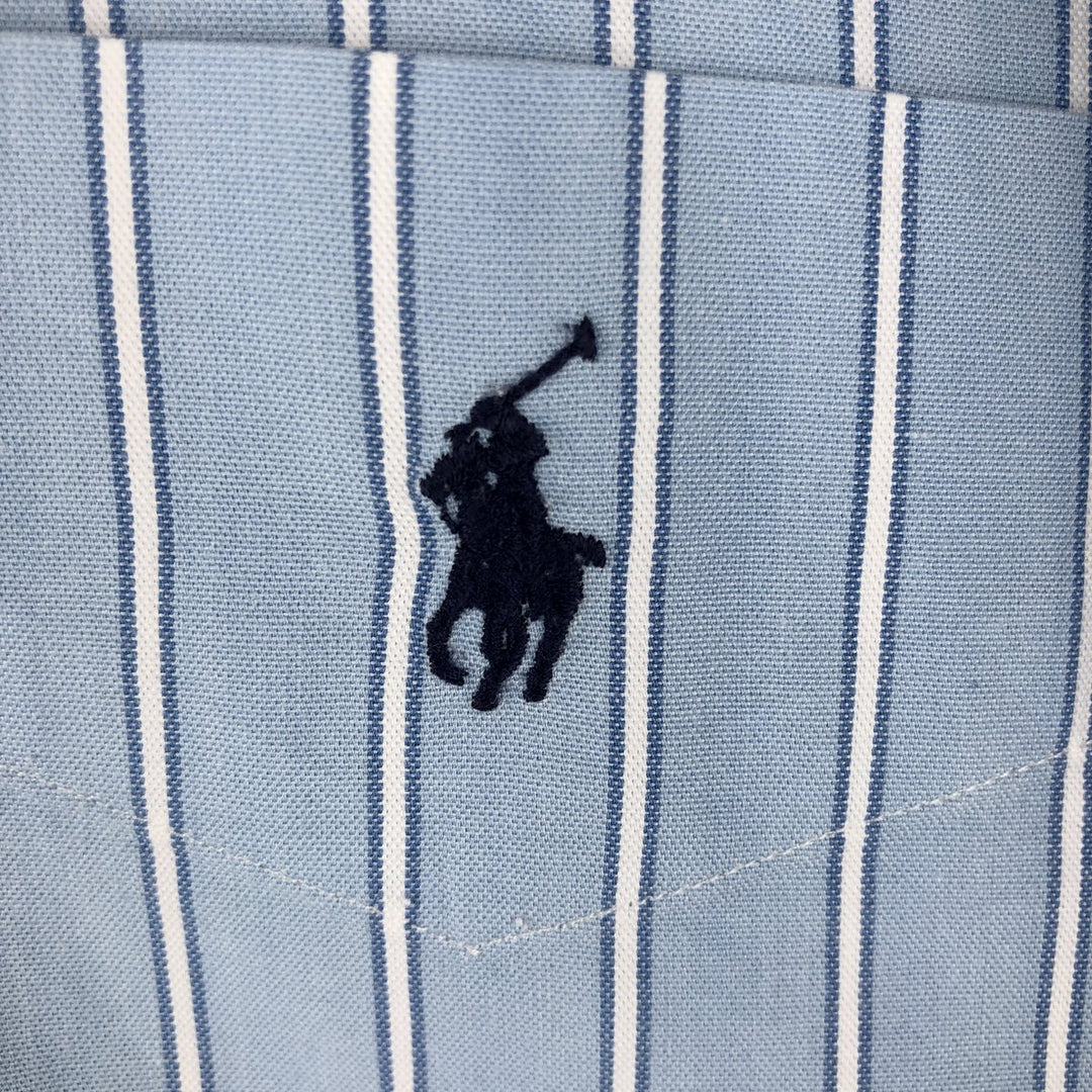 Ralph Lauren BLAIRE multi-stripe long-sleeved button-down striped shirt, men's XXL cotton Blue type light blue Vintage Second Hand